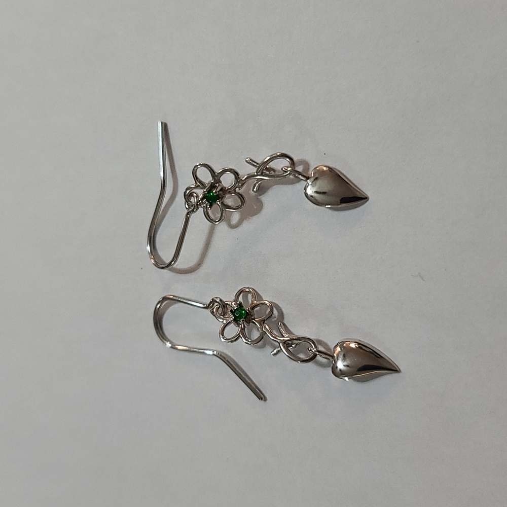 925 SS Ser of  flower dangle earrings